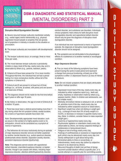 Title details for DSM-5 Diagnostic and Statistical Manual (Mental Disorders), Part 2 by Speedy Publishing - Available